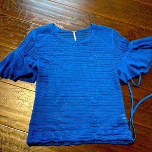 Free People Royal Blue Crochet Cotton Comfy